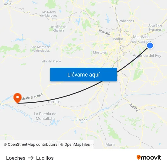 Loeches to Lucillos map
