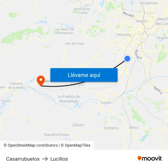 Casarrubuelos to Lucillos map