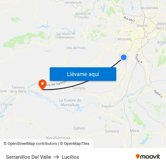 Serranillos Del Valle to Lucillos map