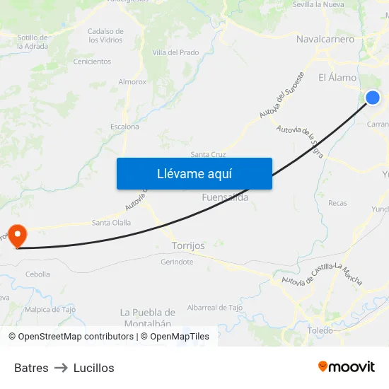 Batres to Lucillos map