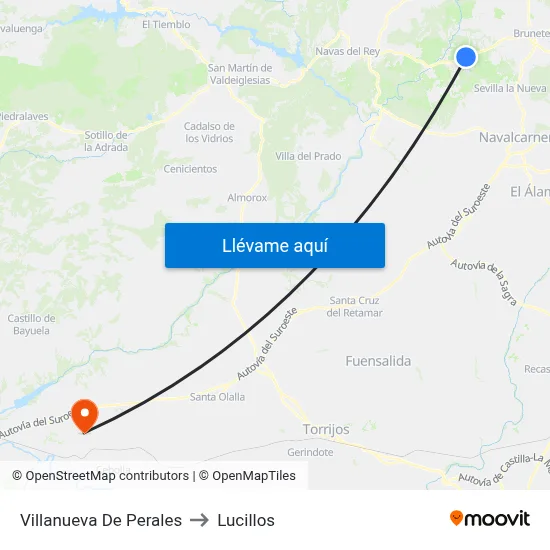 Villanueva De Perales to Lucillos map