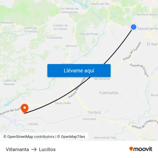 Villamanta to Lucillos map