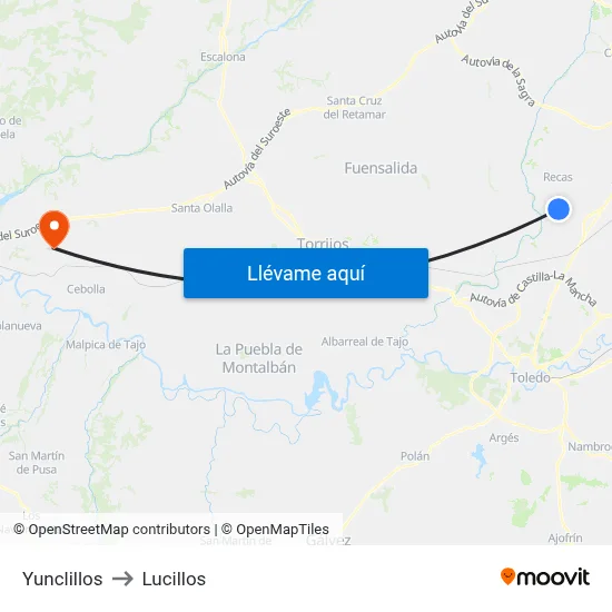 Yunclillos to Lucillos map