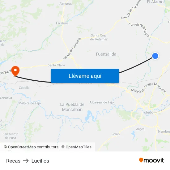 Recas to Lucillos map