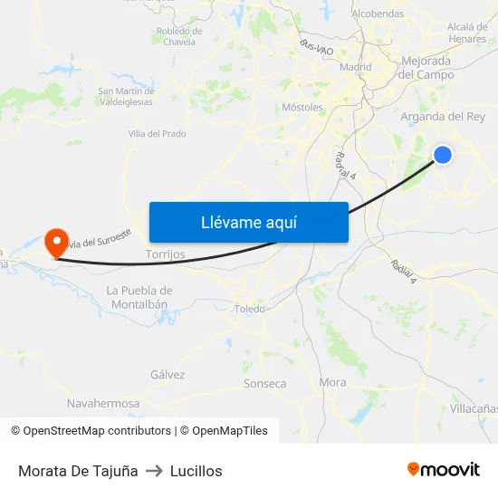 Morata De Tajuña to Lucillos map