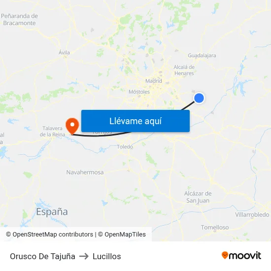Orusco De Tajuña to Lucillos map