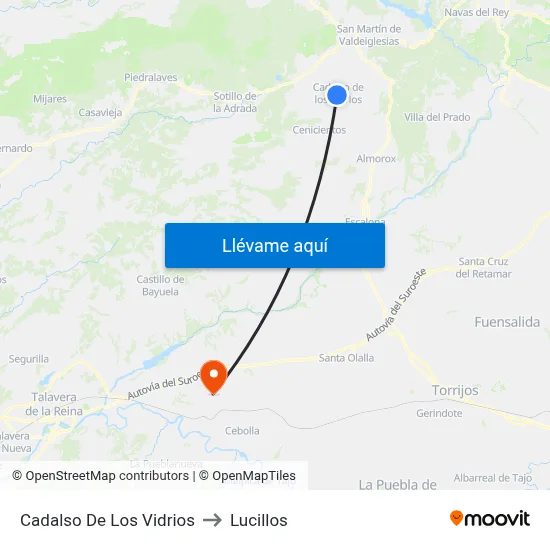 Cadalso De Los Vidrios to Lucillos map