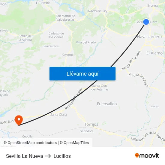 Sevilla La Nueva to Lucillos map