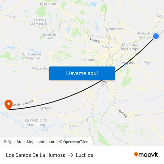 Los Santos De La Humosa to Lucillos map