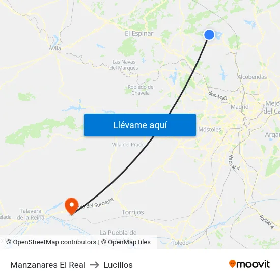 Manzanares El Real to Lucillos map