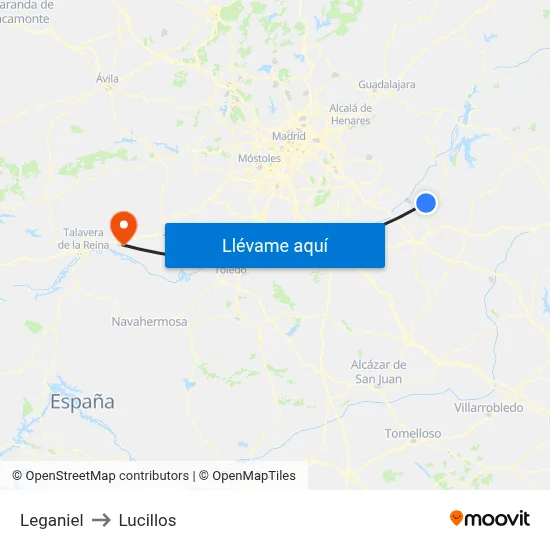 Leganiel to Lucillos map
