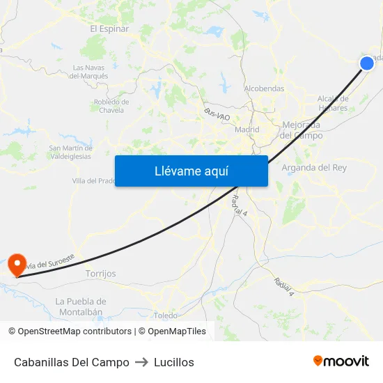 Cabanillas Del Campo to Lucillos map