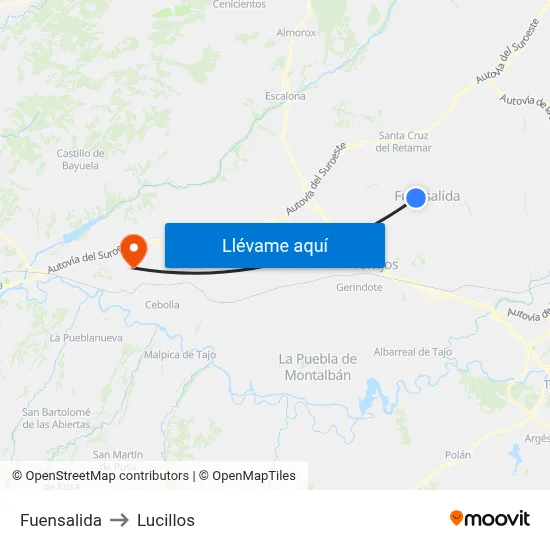 Fuensalida to Lucillos map