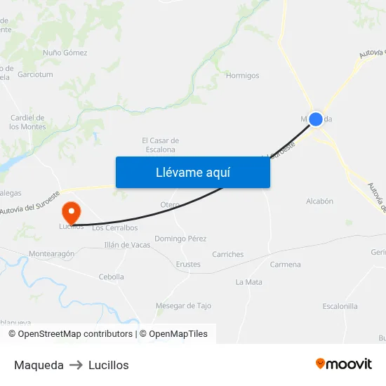 Maqueda to Lucillos map