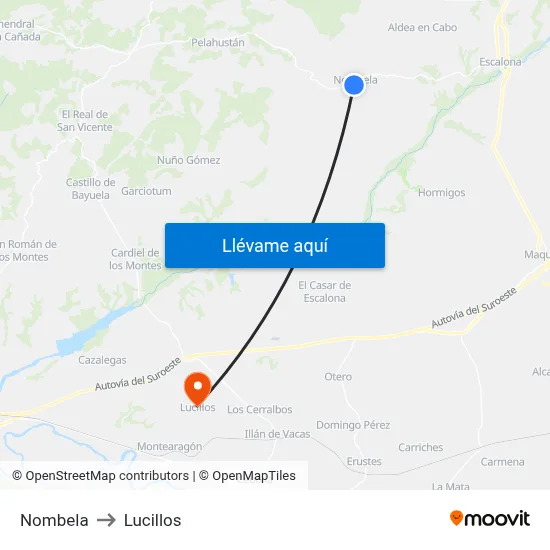 Nombela to Lucillos map