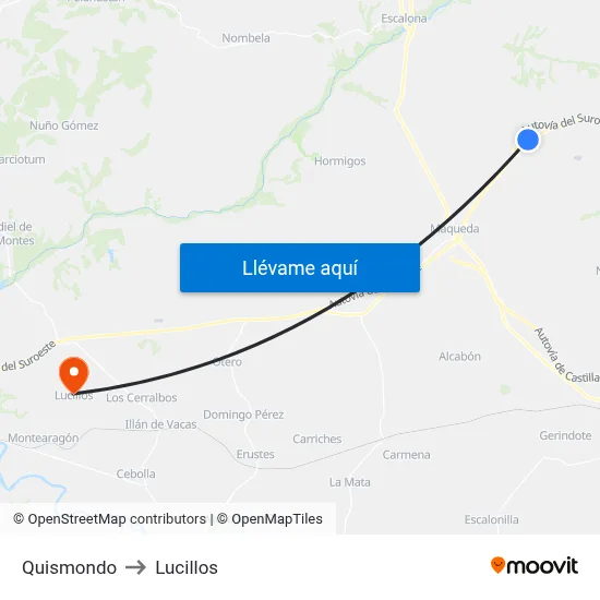 Quismondo to Lucillos map