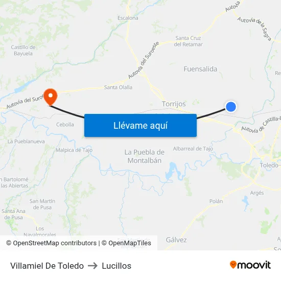 Villamiel De Toledo to Lucillos map