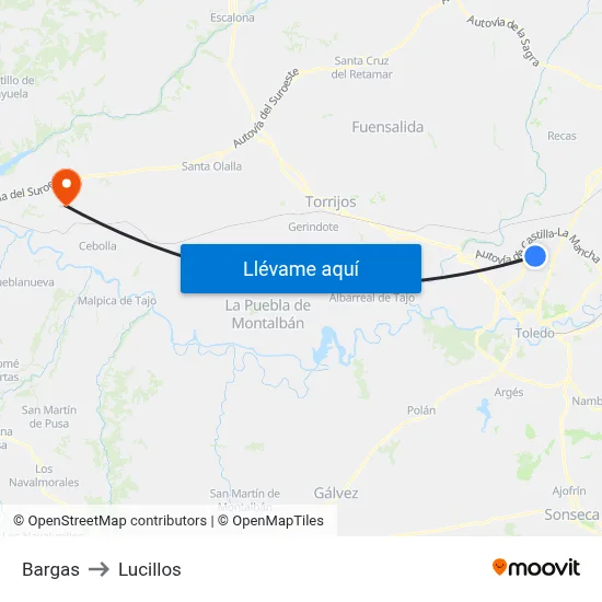Bargas to Lucillos map