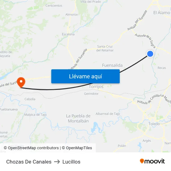 Chozas De Canales to Lucillos map