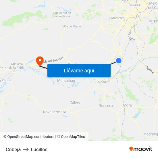 Cobeja to Lucillos map