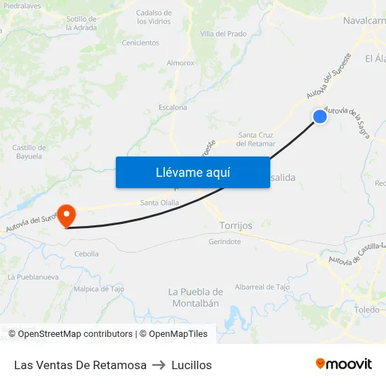 Las Ventas De Retamosa to Lucillos map