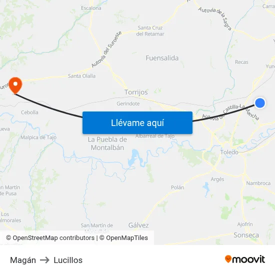 Magán to Lucillos map