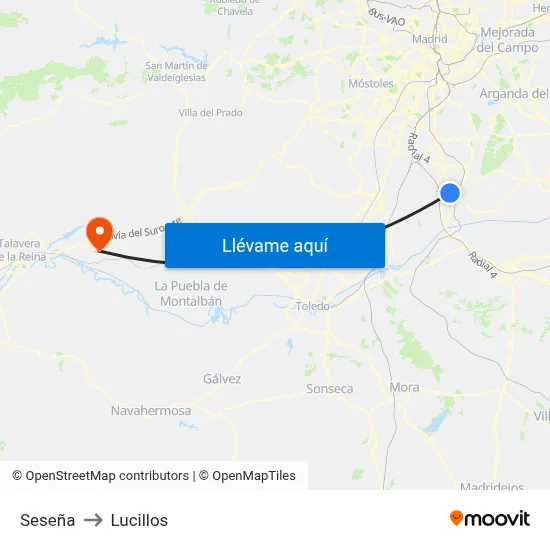 Seseña to Lucillos map