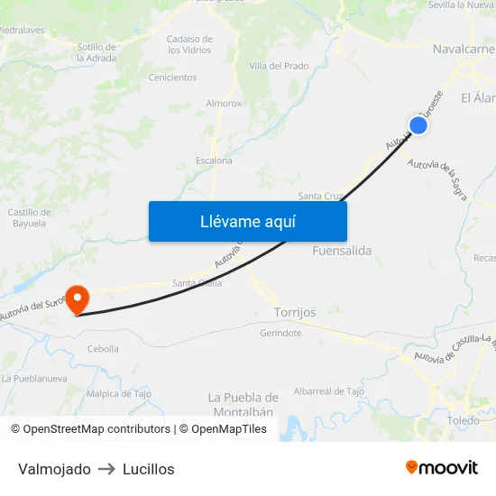 Valmojado to Lucillos map