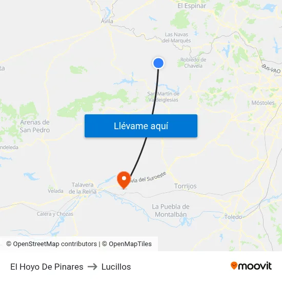 El Hoyo De Pinares to Lucillos map