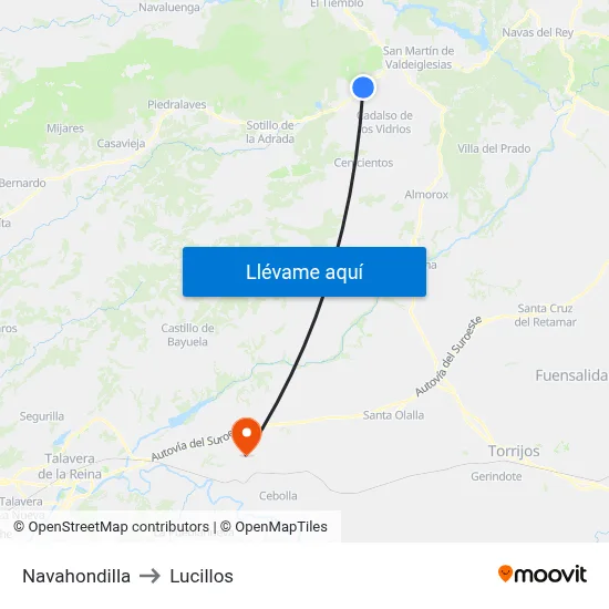 Navahondilla to Lucillos map