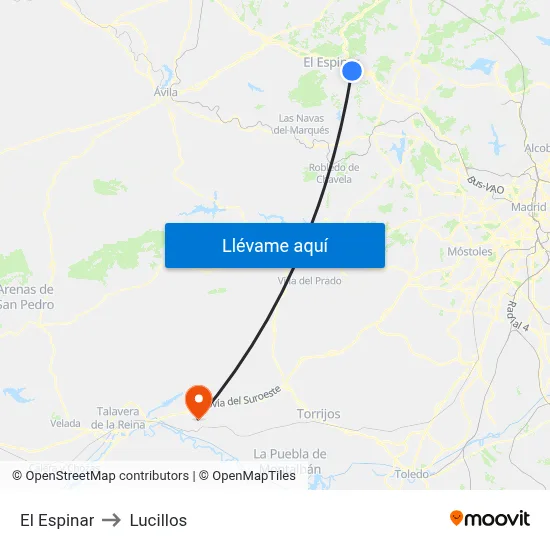 El Espinar to Lucillos map