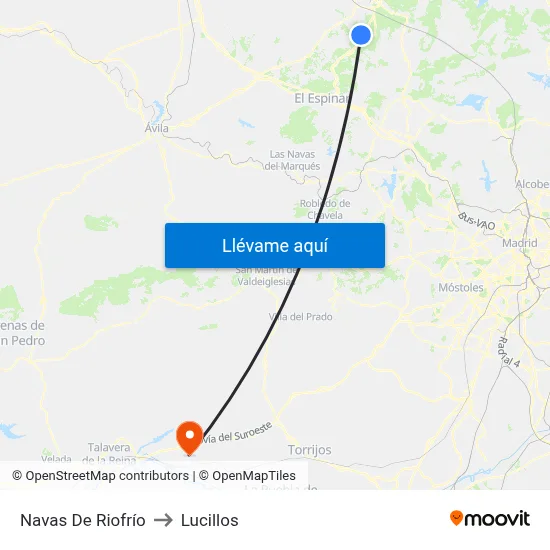 Navas De Riofrío to Lucillos map