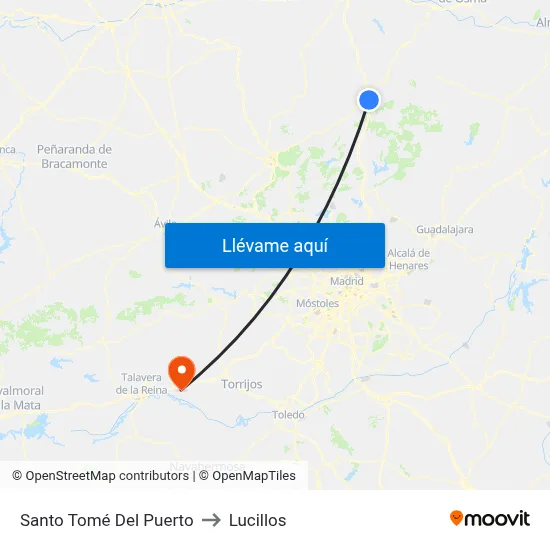 Santo Tomé Del Puerto to Lucillos map