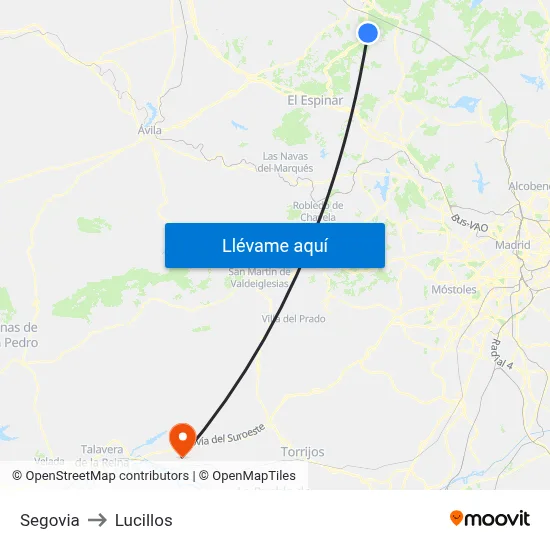 Segovia to Lucillos map