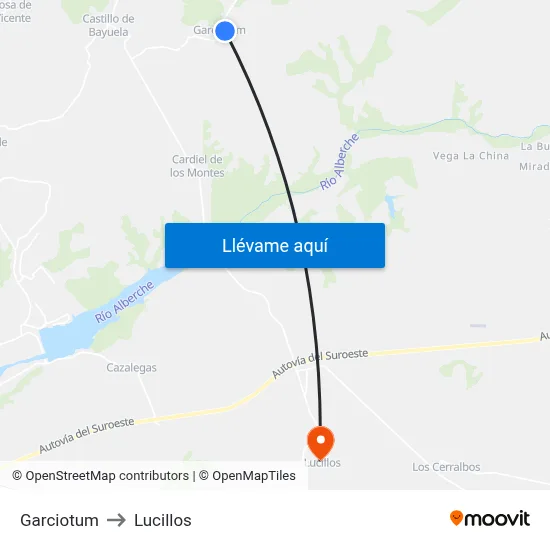 Garciotum to Lucillos map