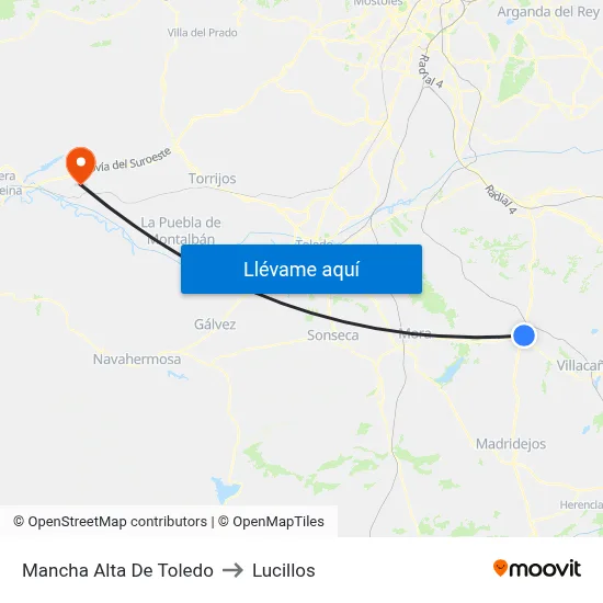 Mancha Alta De Toledo to Lucillos map