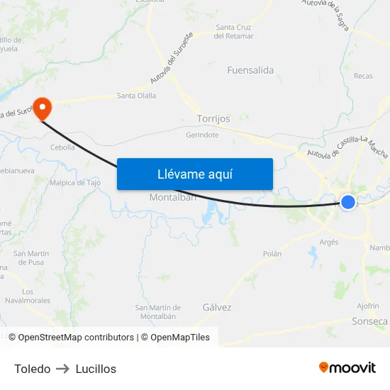 Toledo to Lucillos map