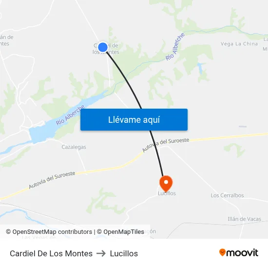 Cardiel De Los Montes to Lucillos map