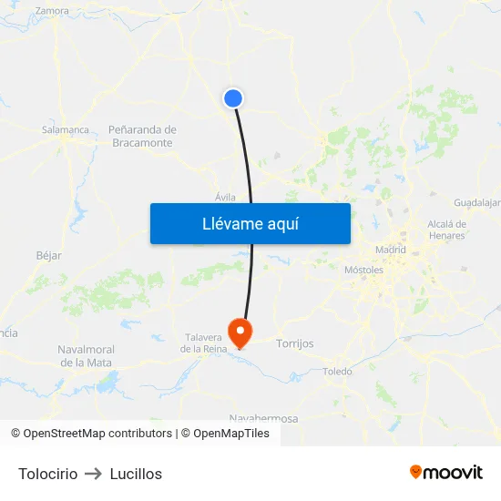 Tolocirio to Lucillos map
