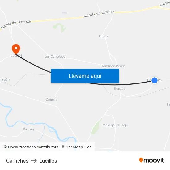 Carriches to Lucillos map