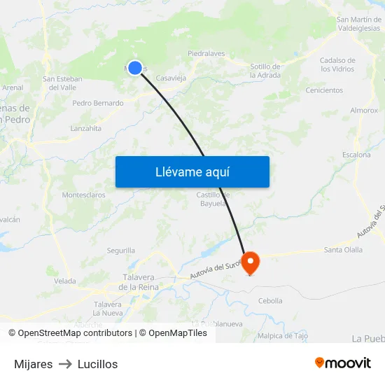 Mijares to Lucillos map