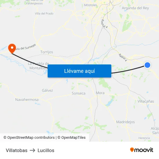 Villatobas to Lucillos map