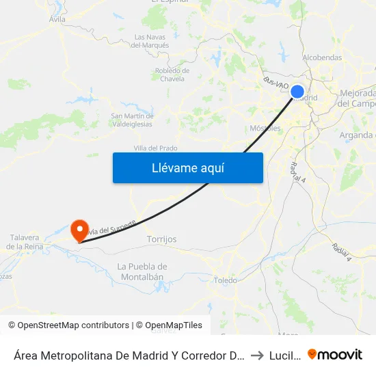 Área Metropolitana De Madrid Y Corredor Del Henares to Lucillos map
