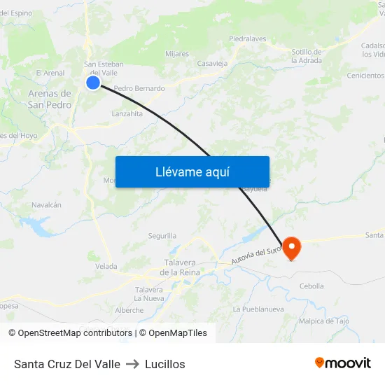 Santa Cruz Del Valle to Lucillos map