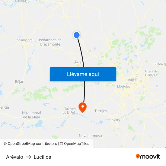Arévalo to Lucillos map
