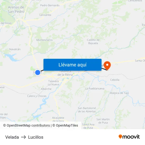 Velada to Lucillos map