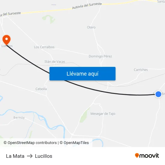 La Mata to Lucillos map
