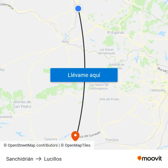 Sanchidrián to Lucillos map