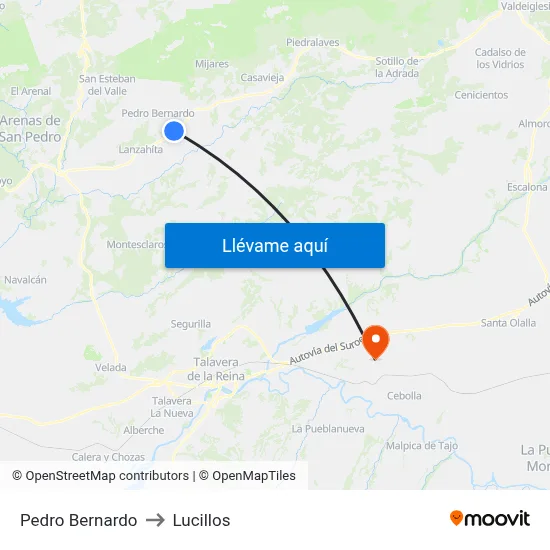 Pedro Bernardo to Lucillos map