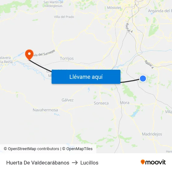 Huerta De Valdecarábanos to Lucillos map